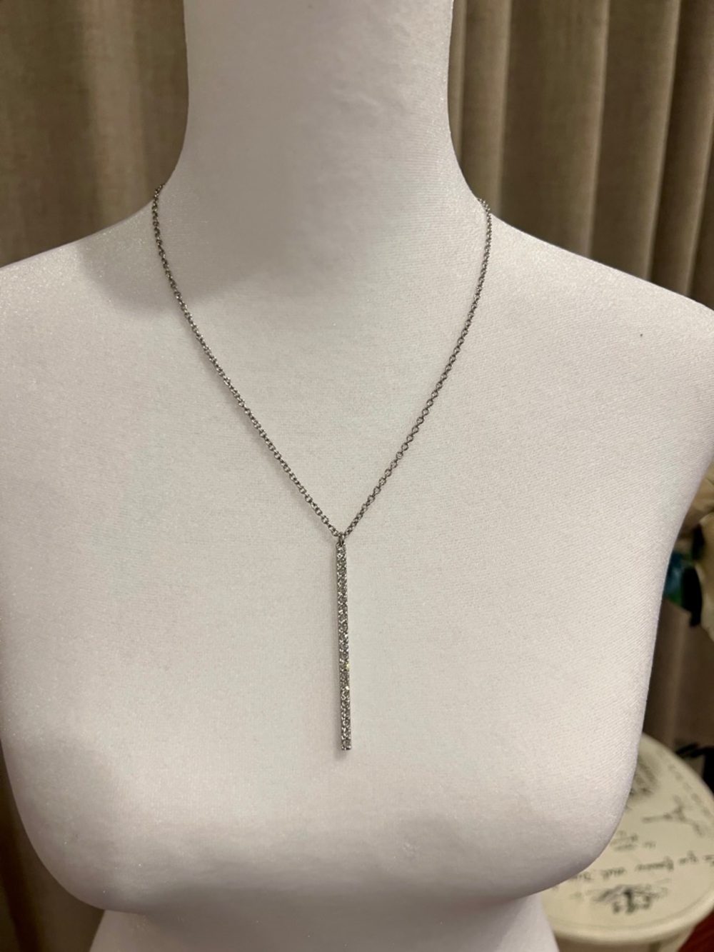 Touchstone Crystal by Swarovski Silver Vertical Bar Pendant Necklace - Picture 7 of 12